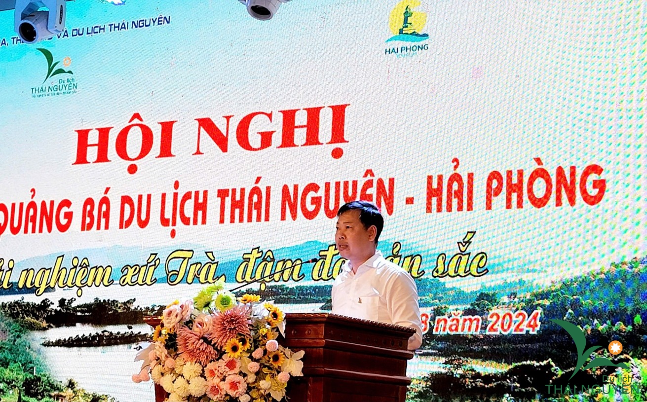 Đồng chí Lê Ngọc Linh, Phó Giám đốc Sở Văn hóa, Thể thao và Du lịch tỉnh Thái Nguyên phát biểu tại Hội nghị